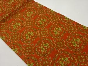 鴛鴦に花唐草模様織出し開き名古屋帯（額縁仕立て）